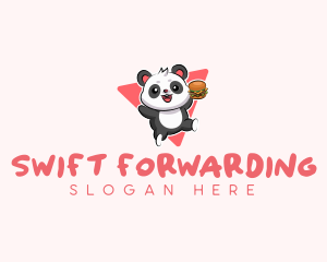 Cute Panda Hamburger  logo design