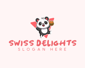 Cute Panda Hamburger  logo design