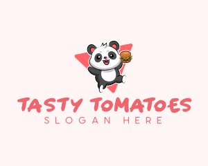 Cute Panda Hamburger  logo design