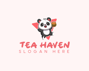 Cute Panda Hamburger  logo design