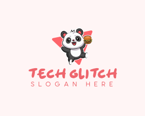 Cute Panda Hamburger  logo design