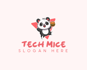 Cute Panda Hamburger  logo design