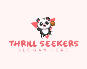 Cute Panda Hamburger  logo design