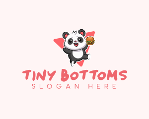 Cute Panda Hamburger  logo design