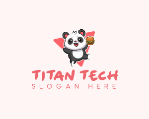 Cute Panda Hamburger  logo design