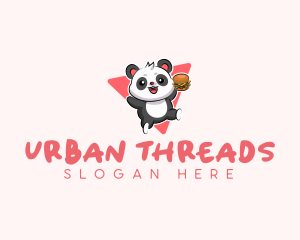 Cute Panda Hamburger  logo design