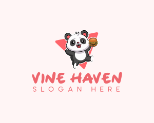 Cute Panda Hamburger  logo design