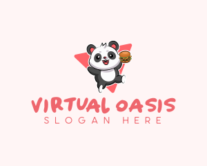 Cute Panda Hamburger  logo design