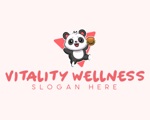 Cute Panda Hamburger  logo design