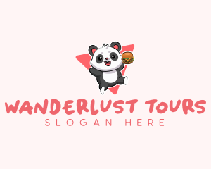 Cute Panda Hamburger  logo design