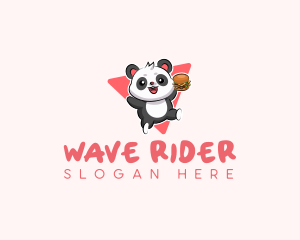 Cute Panda Hamburger  logo design