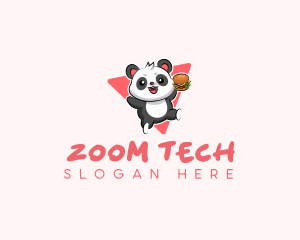 Cute Panda Hamburger  logo design