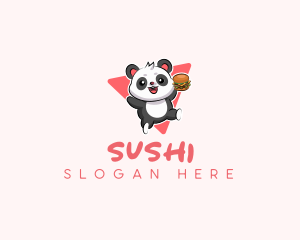 Cute Panda Hamburger  logo design