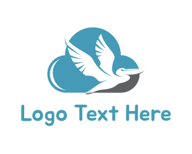 Heron - Pelican & Cloud logo design