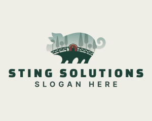 Pig Farming Livestock Logo