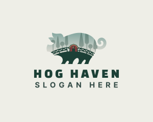 Pig Farming Livestock logo design