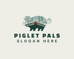 Pig Farming Livestock logo design