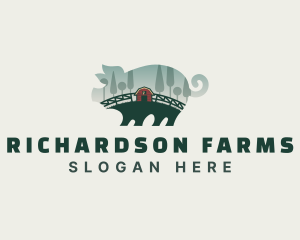 Pig Farming Livestock logo design