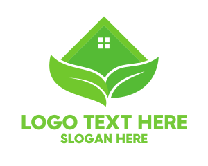 Accomodation - Green House Leaves logo design