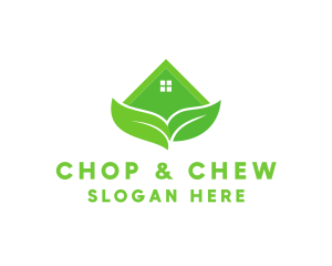 Green - Green House Leaves logo design