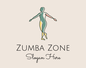 Zumba - Monoline Dance Performer logo design