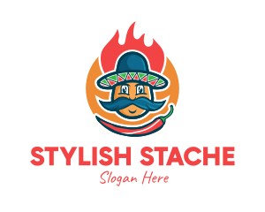 Moustache - Spicy Chili Mexican logo design