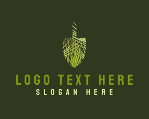 Eco - Grass Shovel Landscaping logo design