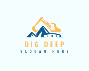 Excavator Quarry Digging logo design