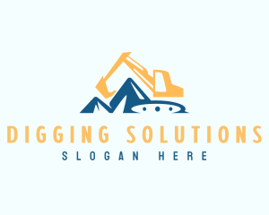 Excavator Quarry Digging logo design