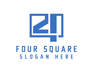 Four - Blue Box Number 4 logo design