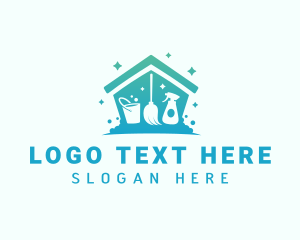 Sanitary - Disinfection House Cleaning logo design