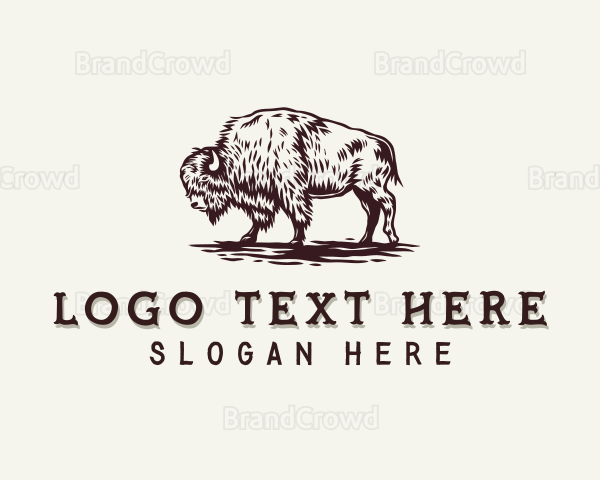 Bison Farm Animal Logo