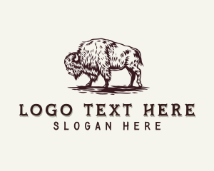 Homesteading - Bison Farm Animal logo design