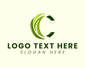 Initial - Green Leaves Letter C logo design