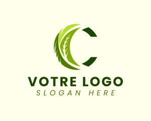 Green Leaves Letter C Logo