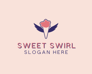 Soft Serve - Ice Cream Wings logo design