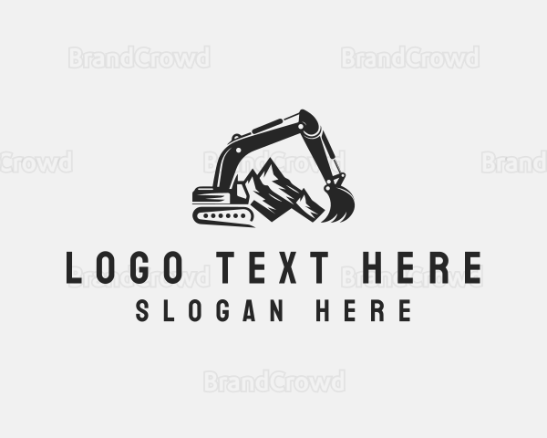 Mountain Excavator Construction Logo