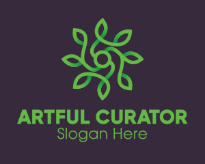 Green Vine Flower logo design