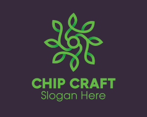 Green Vine Flower logo design