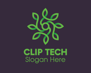 Green Vine Flower logo design