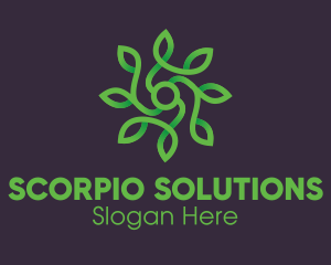 Green Vine Flower logo design