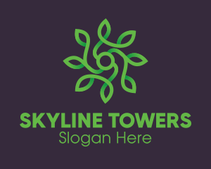 Green Vine Flower logo design