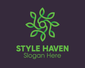 Green Vine Flower logo design