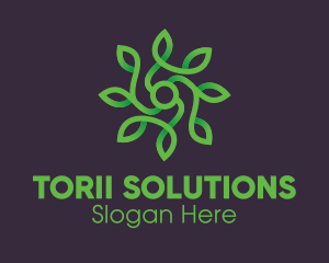 Green Vine Flower logo design