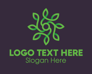 Circular - Green Vine Flower logo design