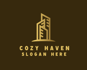 Golden Skyscraper Property logo design