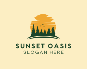 Pine Tree Cloud Sunset logo design