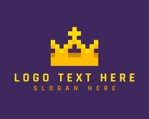 Pixel - Crown King Pixelated logo design