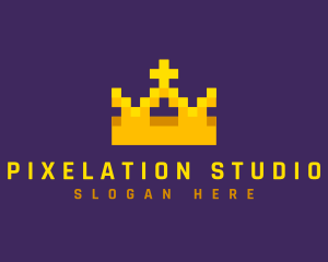 Pixelated Royal Crown logo design