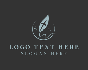 Stationery - Feather Quill Airplane logo design